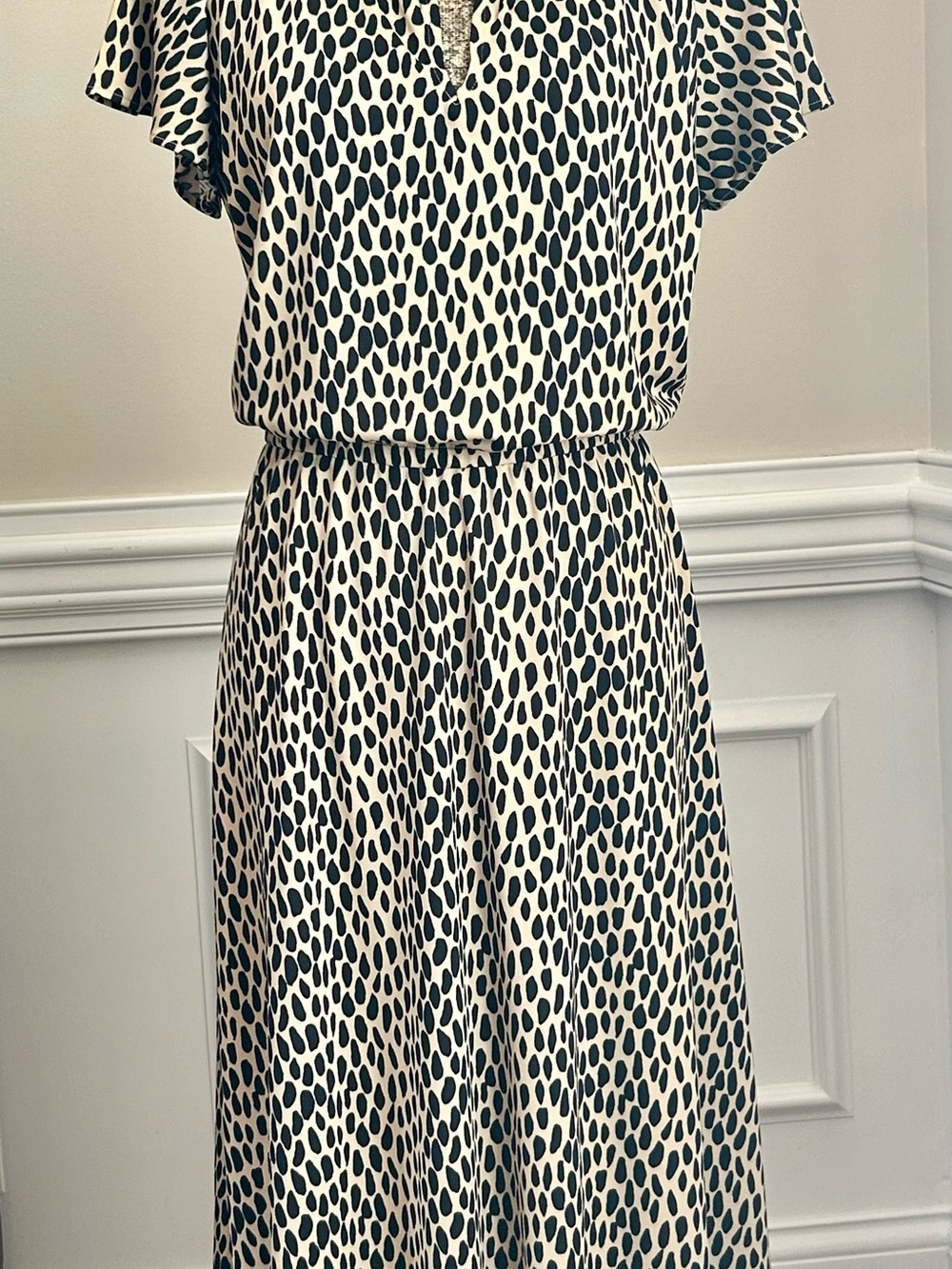 Talbots Black and Tan Printed Maxi Dress